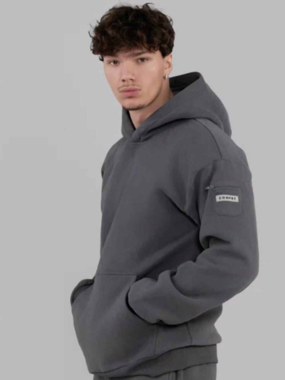 Comfrt Travel Essentials Hoodie in Steel Grey UNISEX L